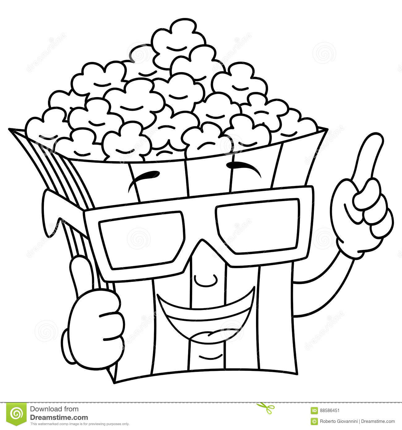Popcorn Coloring Pages
 Popcorn Cartoons Illustrations & Vector Stock