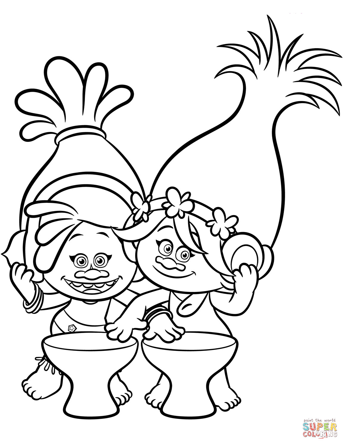Poppy Trolls Coloring Pages
 Dj Suki & Poppy from Trolls coloring page