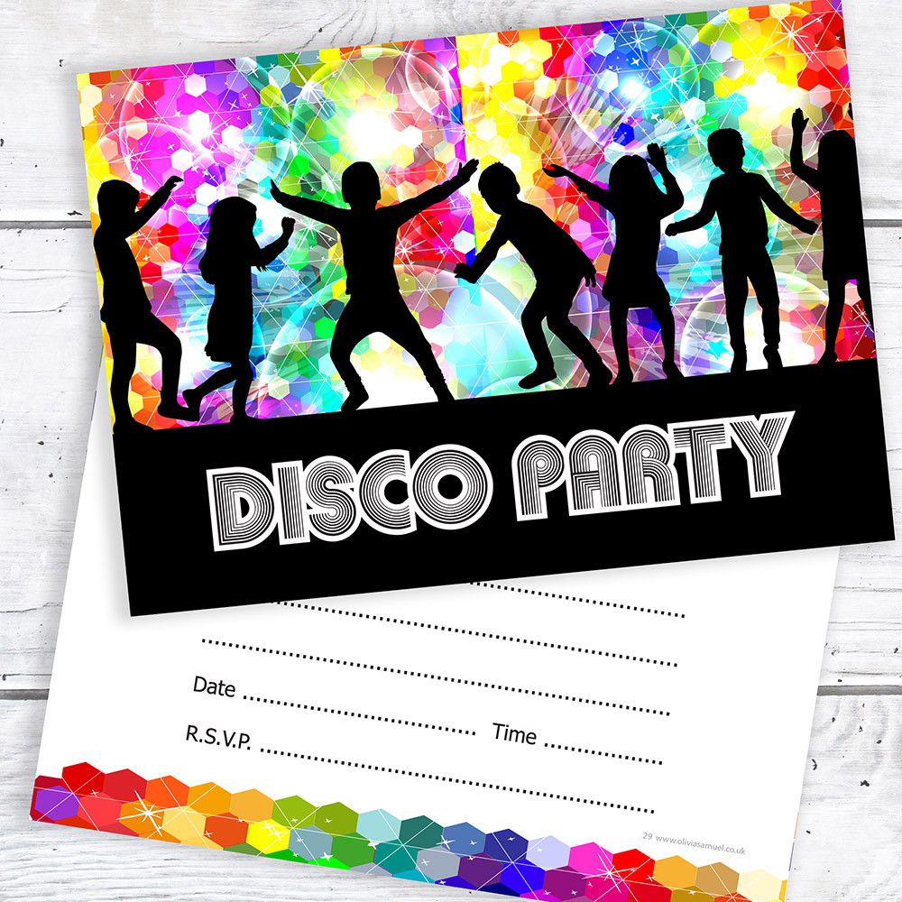 Postcard Birthday Invitations
 Disco Party Invitations Kids Birthday Invites A6