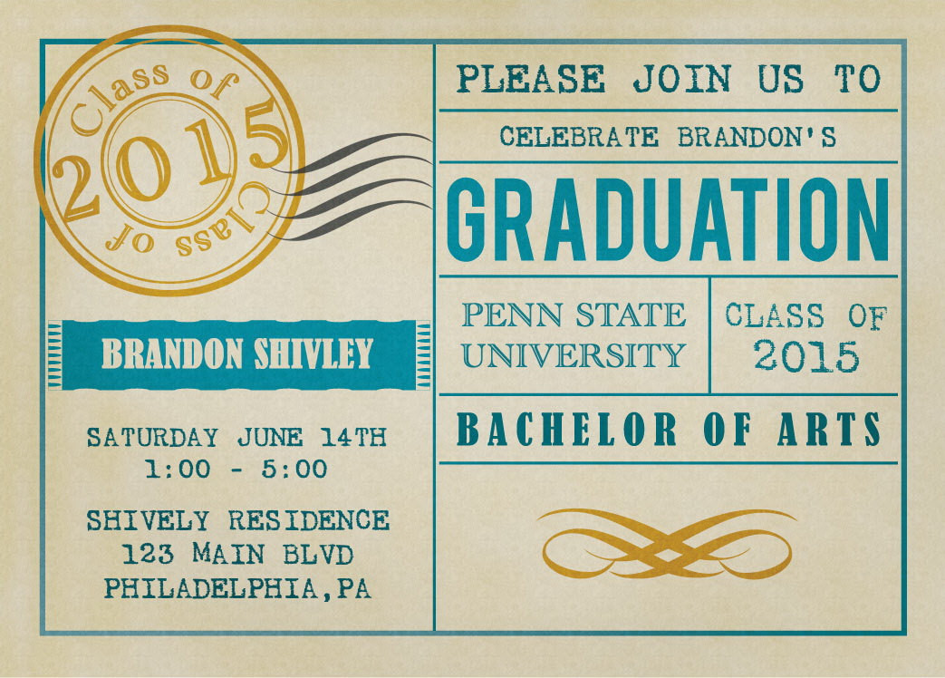 Postcard Birthday Invitations
 Vintage Postcard Graduation Party Invitations on Luulla