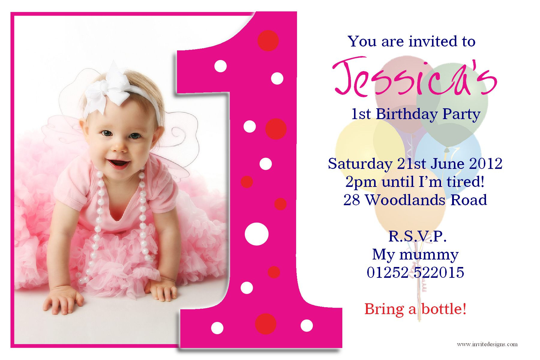 Postcard Birthday Invitations
 birthday invitation card Free printable 1st birthday