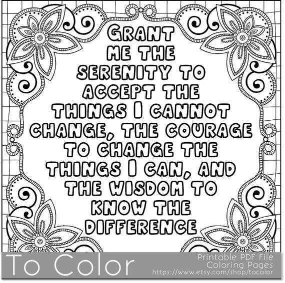 Prayer Coloring Pages For Adults
 Printable Serenity Coloring Page for Adults PDF JPG