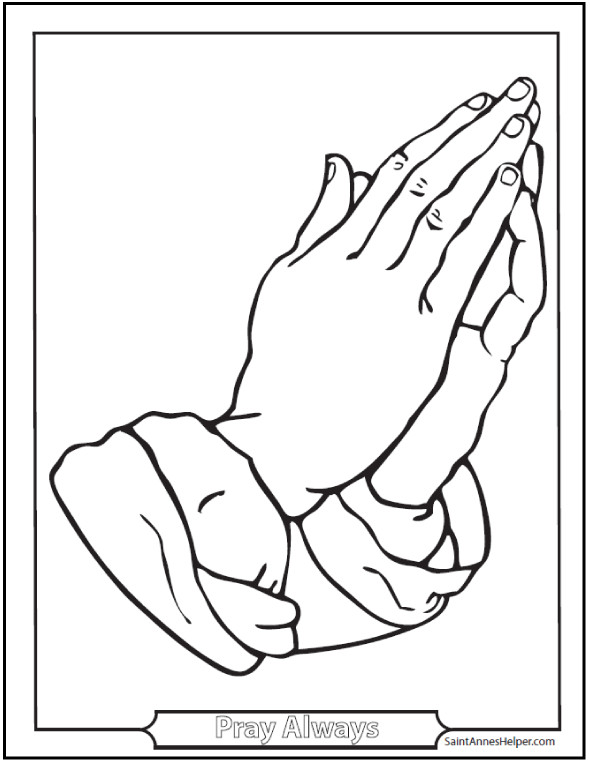 Prayer Hands Coloring Pages
 150 Catholic Coloring Pages Sacraments Rosary Saints