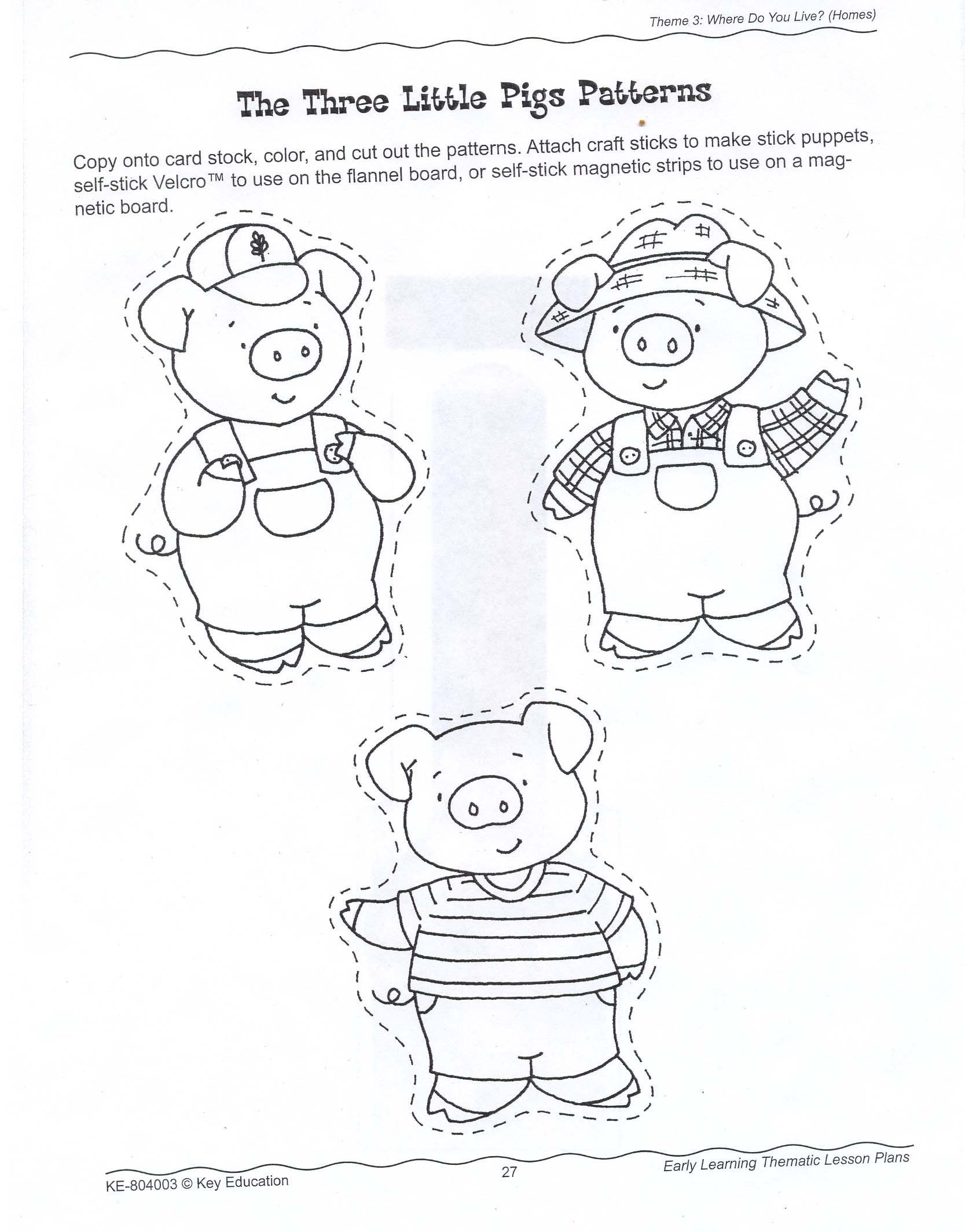 Preschool Coloring Sheets For The 3 Little Pigs Houses
 Printable Three Little Pigs House Templates