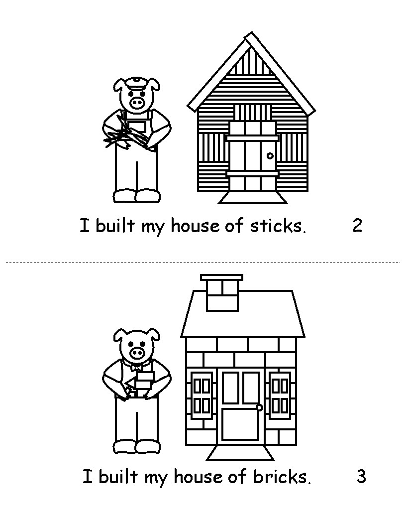 Preschool Coloring Sheets For The 3 Little Pigs Houses
 Three Little Pigs Houses Printable