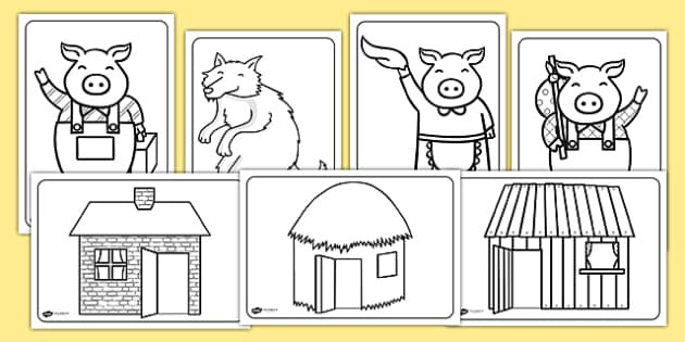 Preschool Coloring Sheets For The 3 Little Pigs Houses
 The Three Little Pigs Colouring Sheets the three little