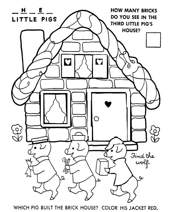 Preschool Coloring Sheets For The 3 Little Pigs Houses
 3 Little Pigs Coloring Pages AZ Coloring Pages