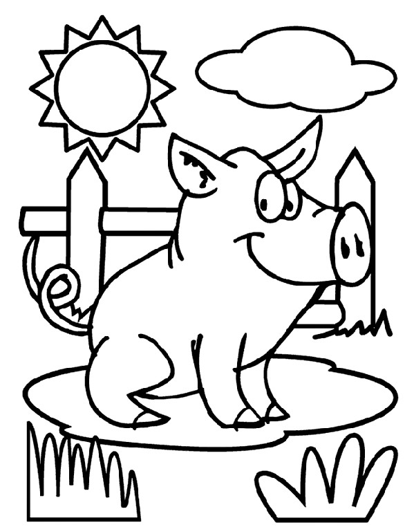 Preschool Coloring Sheets For The 3 Little Pigs Paper Plate Pig
 Pig Coloring Page