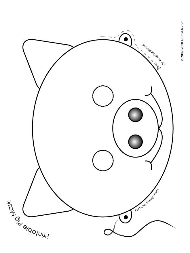 Preschool Coloring Sheets For The 3 Little Pigs Paper Plate Pig
 Printable Animal Masks Pig Mask Printable Pig Mask