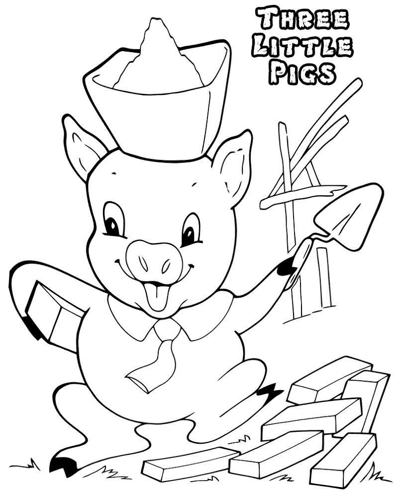 Preschool Coloring Sheets For The 3 Little Pigs Paper Plate Pig
 Coloring Sheet 3 Little Pigs Cartoon
