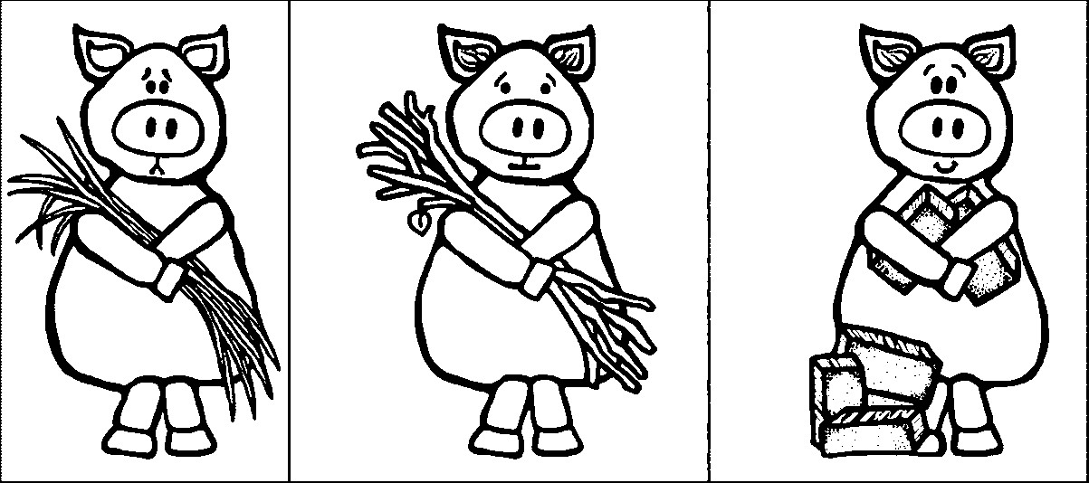 Preschool Coloring Sheets For The 3 Little Pigs Wolf
 Sad Normal Smile 3 Little Pigs Coloring Page