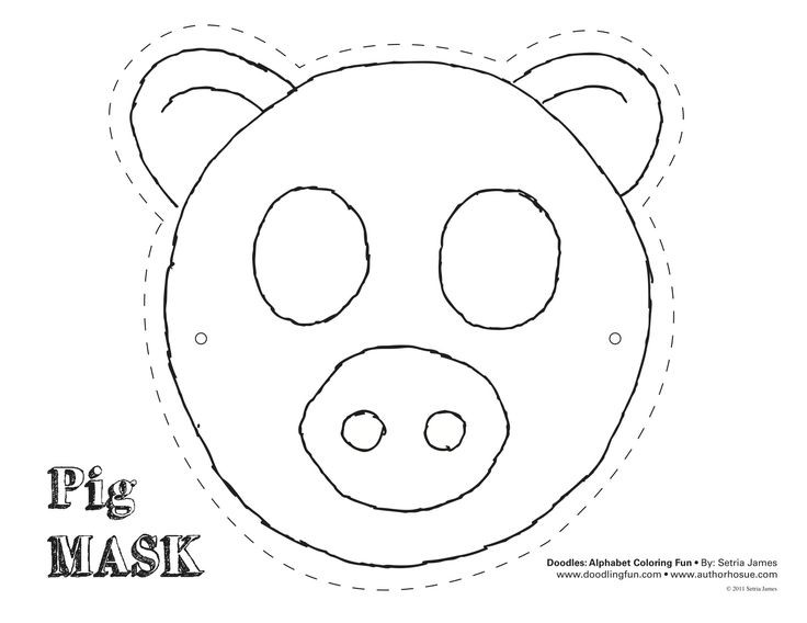 Preschool Coloring Sheets For The 3 Little Pigs Wolf Mask
 Pig Mask theatrics kiddos play craft coloring