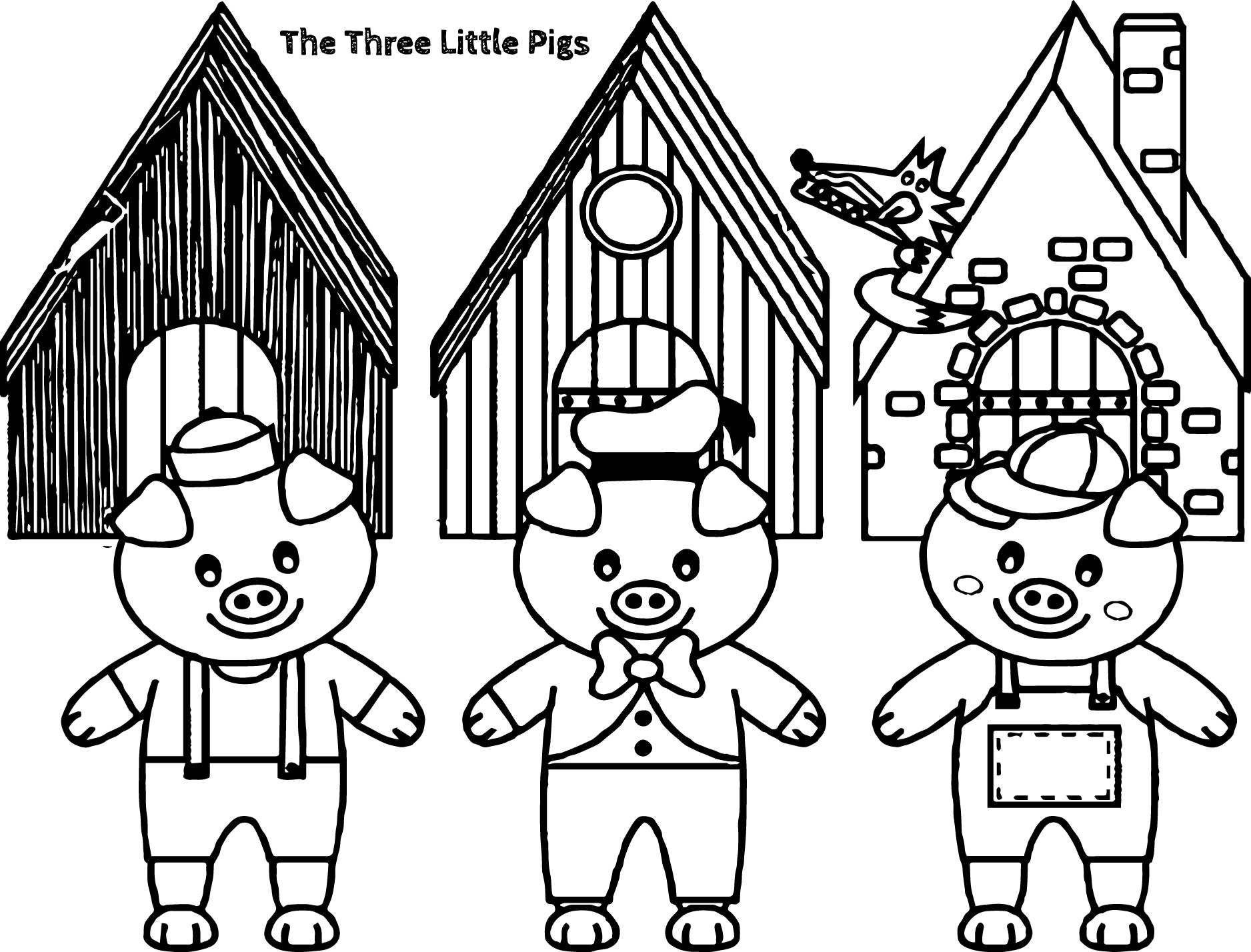 Раскраски к сказке три поросенка для детей