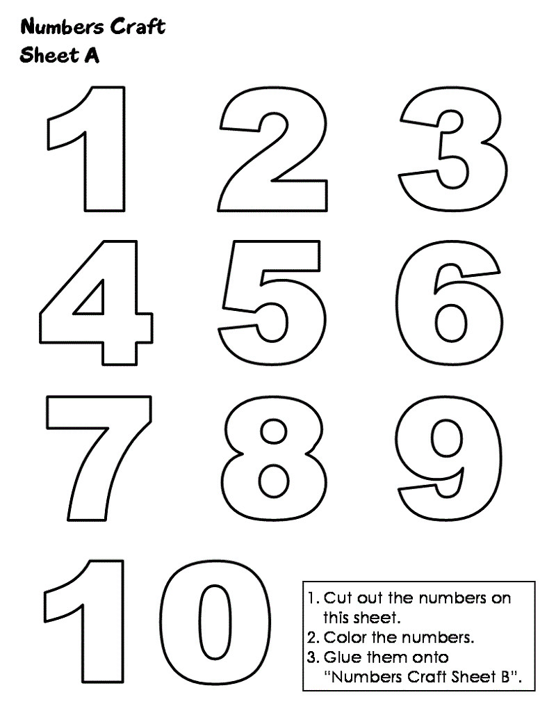 Preschool Coloring Sheets For The N And The Number 9
 Printing Numbers 1 10 Sheets