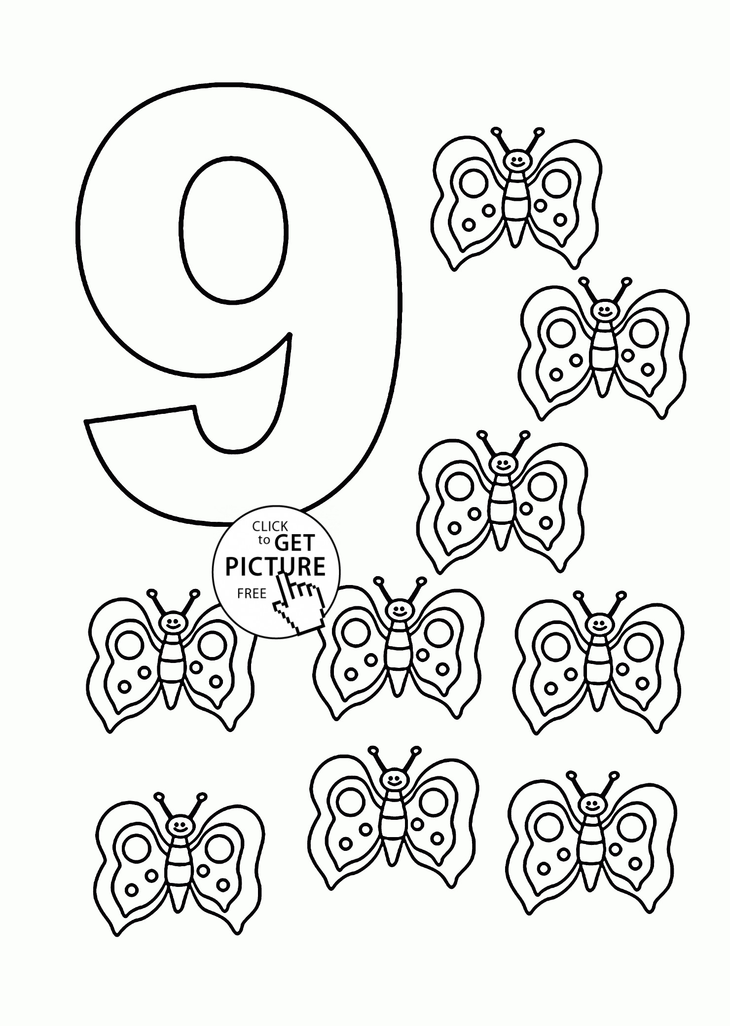 Preschool Coloring Sheets For The N And The Number 9
 Number 9 coloring pages for kids counting sheets