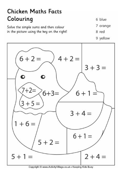 Preschool Coloring Sheets Of A Chicken Free Printable
 Chicken Maths Facts Colouring Page