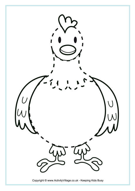 Preschool Coloring Sheets Of A Chicken Free Printable
 Chicken Tracing Page