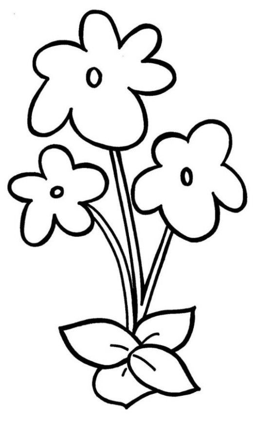 Preschool Coloring Sheets Roses
 Easy Violet Flower Coloring Page For Preschool