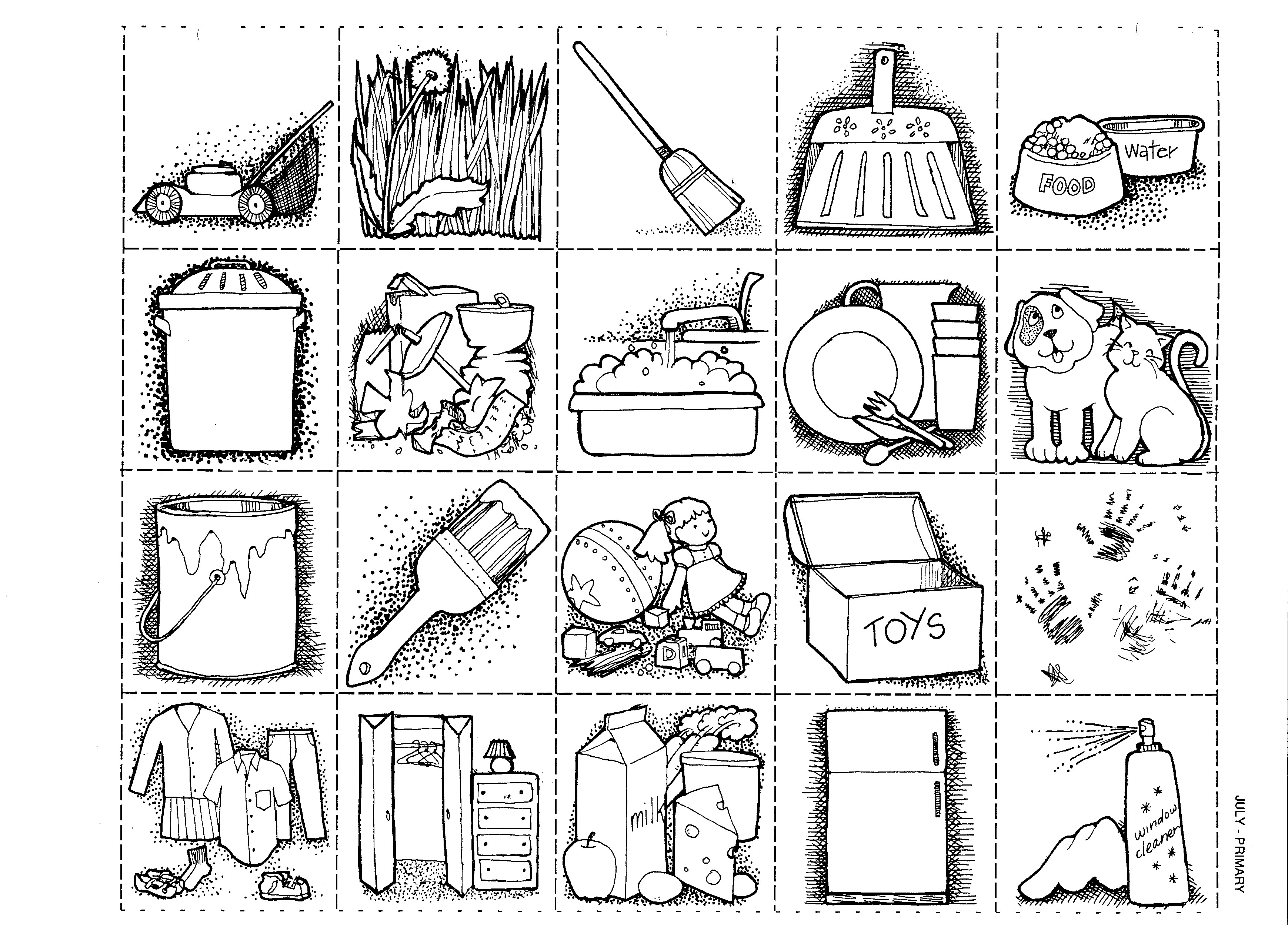 Preschool Coloring Sheets With Household Chores On Them
 Mormon  Chores Page