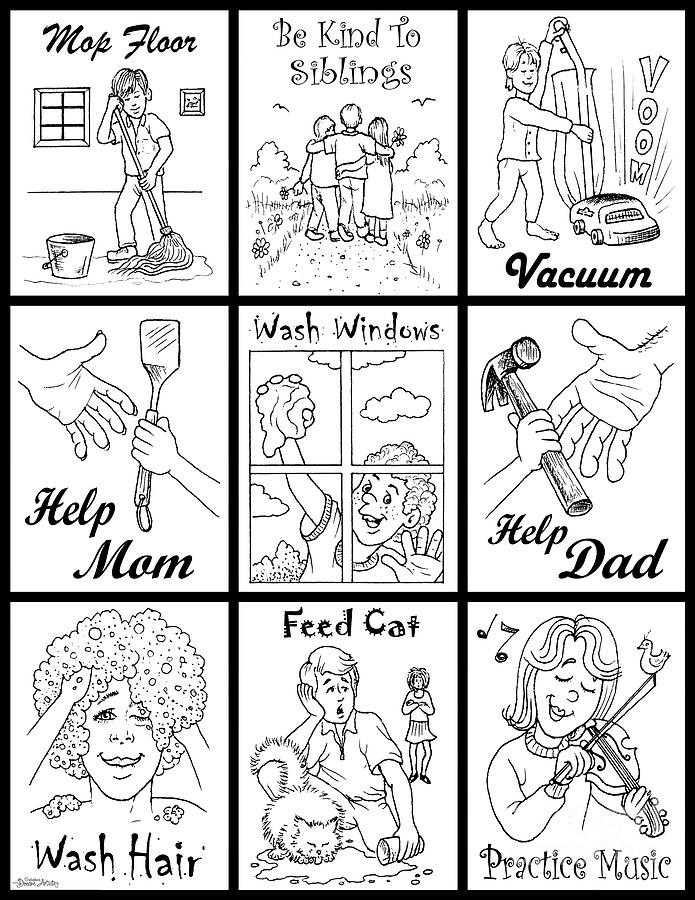Preschool Coloring Sheets With Household Chores On Them
 Chores Free Coloring Pages