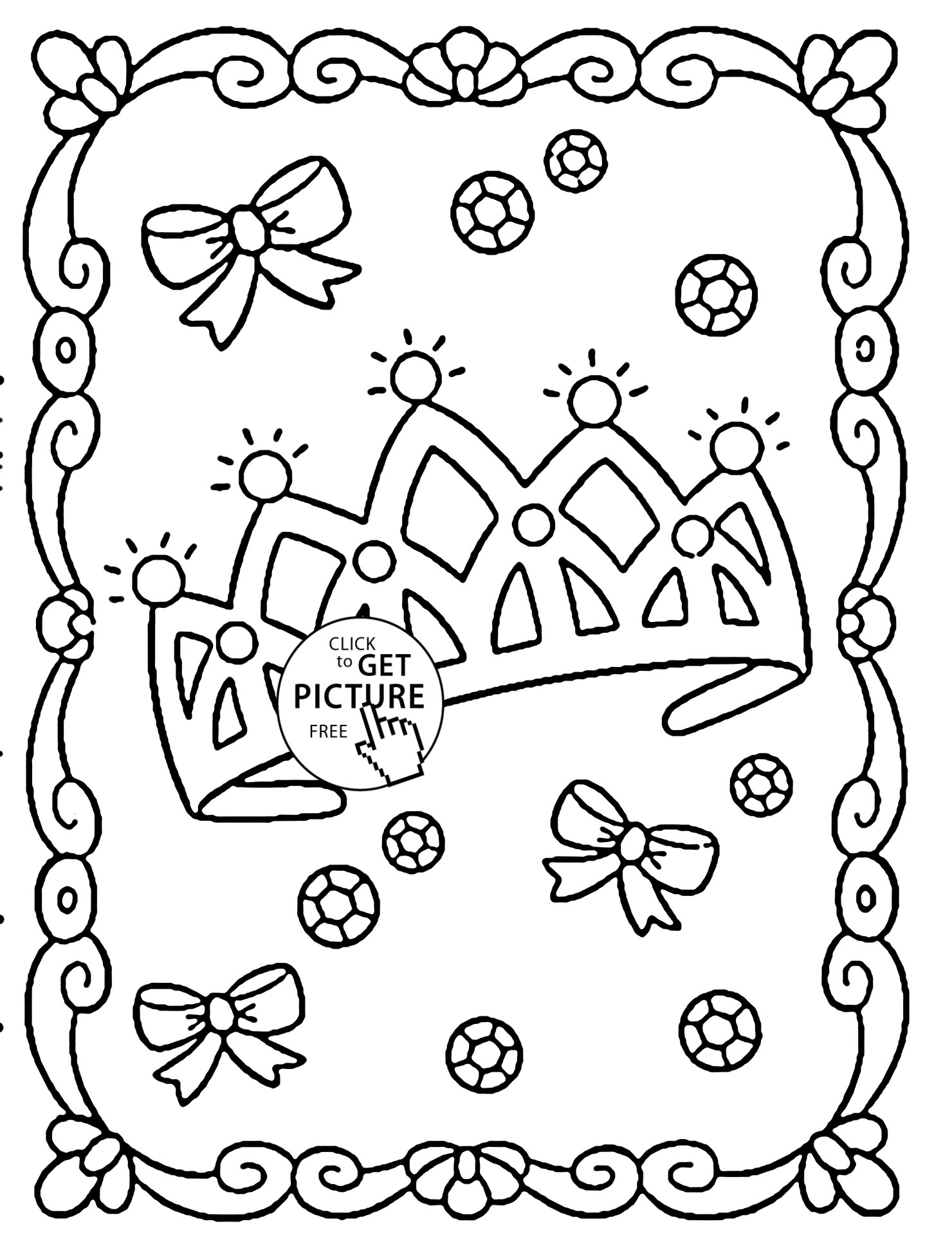 Princess Crown Coloring Pages
 Princess Crown coloring page for girls for kids coloring