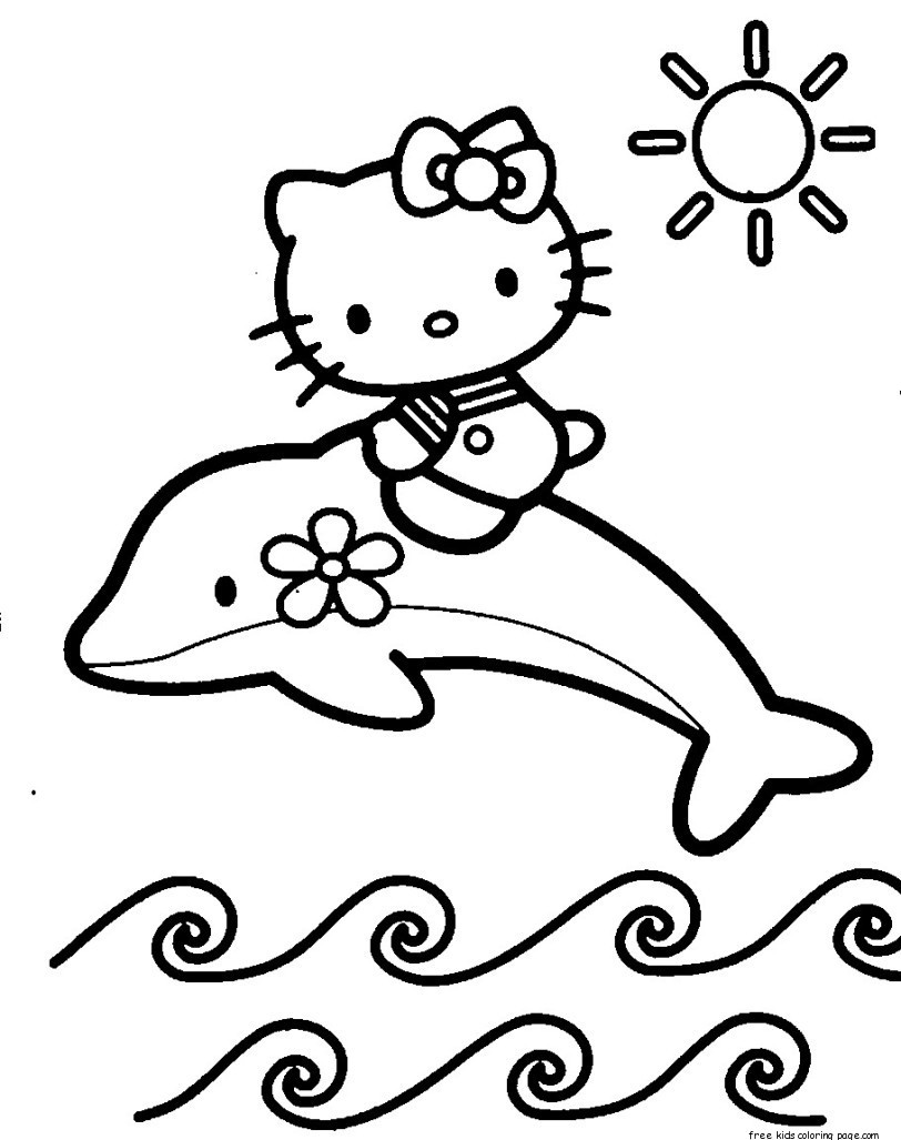 Print Out Coloring Pages
 Print out coloring pages of Dolphin with Hello Kitty for