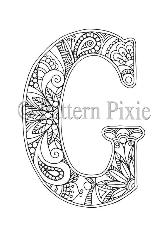 Printable Coloring Pages For Adults Love Letter C
 Adult Colouring Page Alphabet Letter G