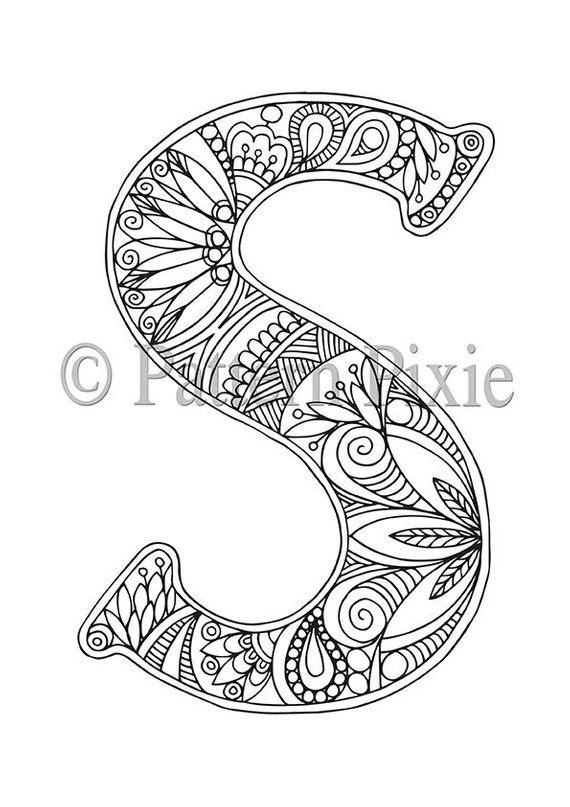 Printable Coloring Pages For Adults Love Letter C
 Adult Colouring Page Alphabet Letter S