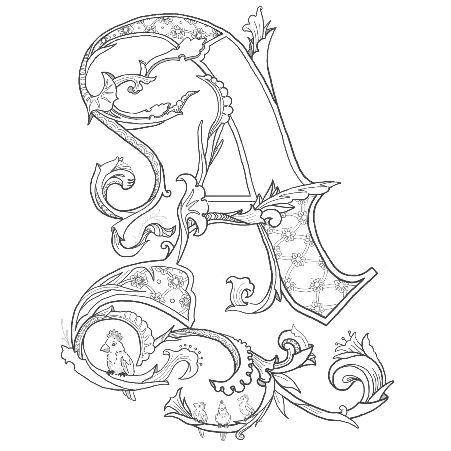 Printable Coloring Pages For Adults Love Letter C
 Alice Stanne Illuminated Letters