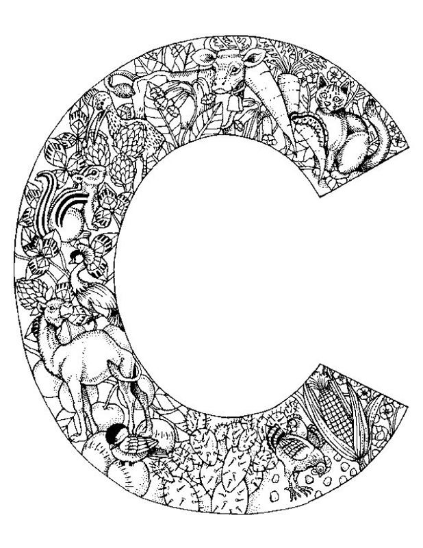 Printable Coloring Pages For Adults Love Letter C
 Animal Alphabet Letter C Coloring Pages