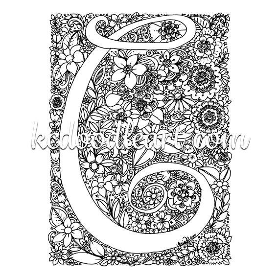 Printable Coloring Pages For Adults Love Letter C
 instant digital adult coloring page letter C with