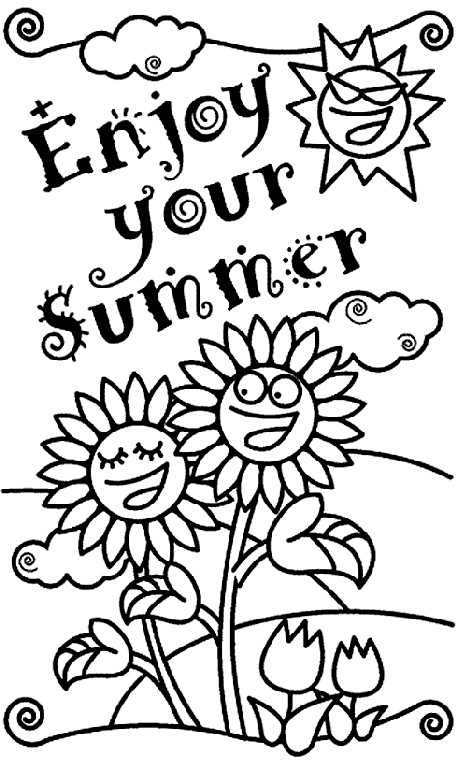 Printable Coloring Pages For Girls Summer Vacation
 Enjoy Your Summer Coloring Page