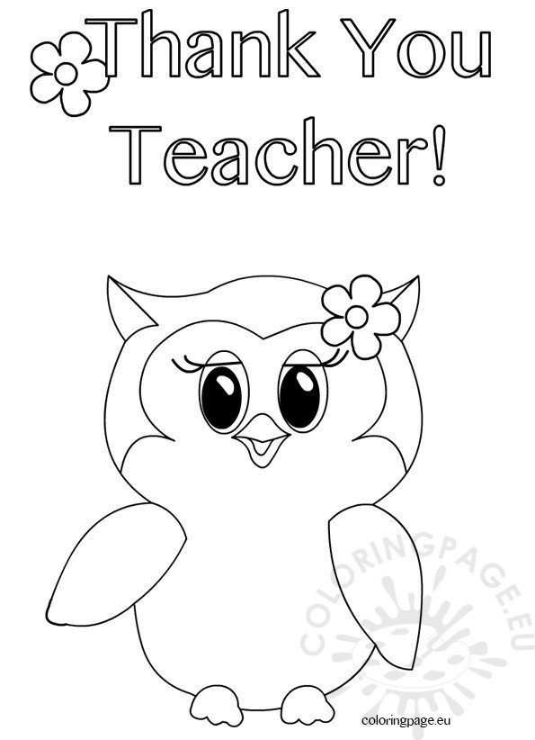 Printable Coloring Pages For Teachers
 Thank You Teacher Owl coloring page