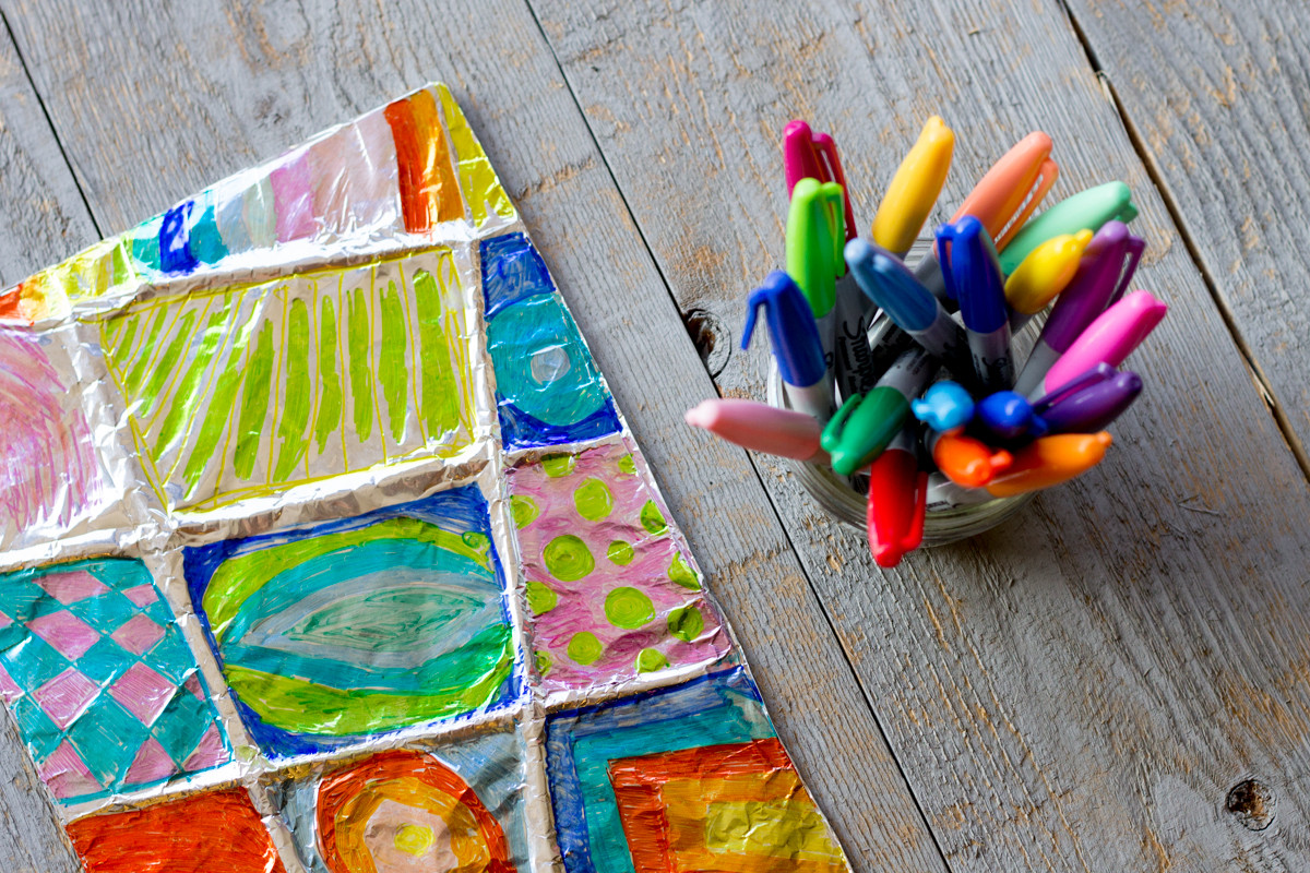 Project Ideas For Kids
 Colorful Zentangle Art Easy Aluminum Foil Kids Project