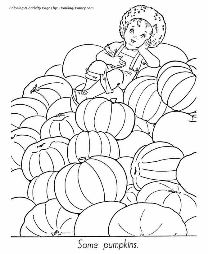 Pumpkin Coloring Sheets For Boys
 Halloween Pumpkin Coloring Pages Boy in Pumpkin Patch