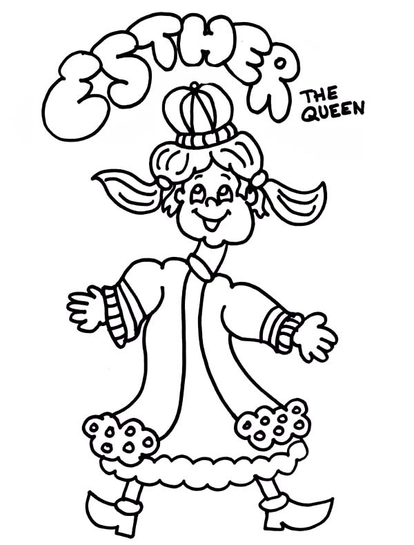 Purim Coloring Pages
 Cute Queen Esther in Purim Coloring Page Download