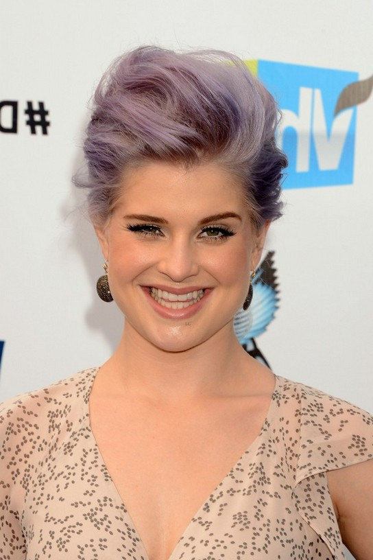 Quiff Hairstyle Female
 Grey & Lavender Tousled Quiff Hairstyle – Kelly Osbourne