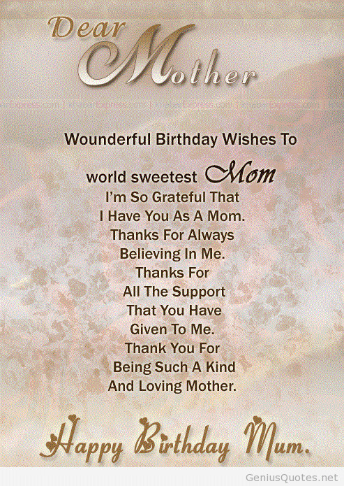 Quote For Mothers Birthday
 Birthday Quotes for moms
