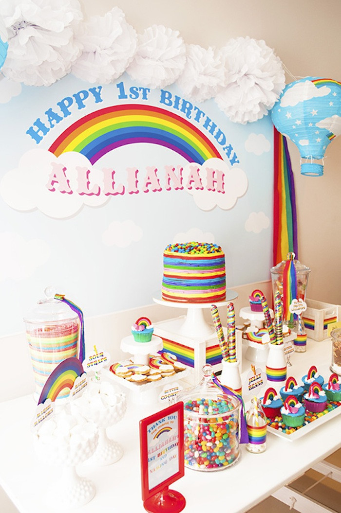 Rainbow Birthday Party Ideas
 Kara s Party Ideas Rainbow Themed 1st Birthday Party