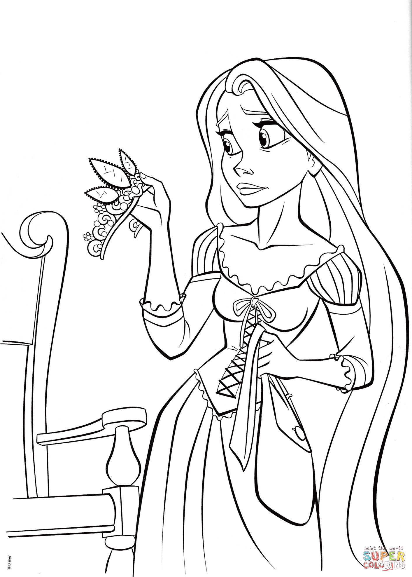 Rapunzel Coloring Pages
 Princess Rapunzel with Crown coloring page