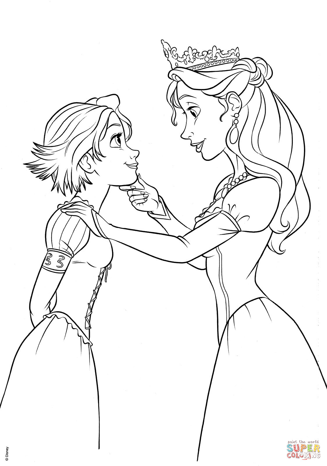 Rapunzel Coloring Pages
 Queen Arianna and Rapunzel coloring page