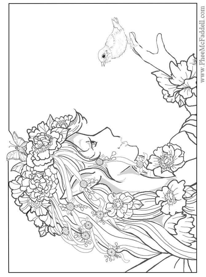 Realistic Mermaid Coloring Pages For Adults
 Fairy Coloring Pages For Adults