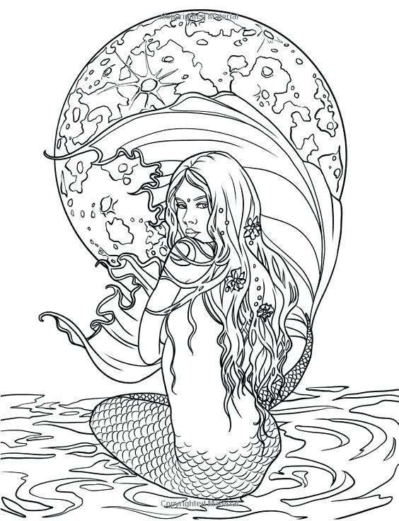 Realistic Mermaid Coloring Pages For Adults
 Mermaid Coloring Pages For Adults