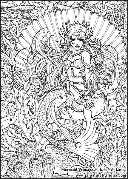 Realistic Mermaid Coloring Pages For Adults
 Adult Coloring Pages Mermaids Free Coloring Page