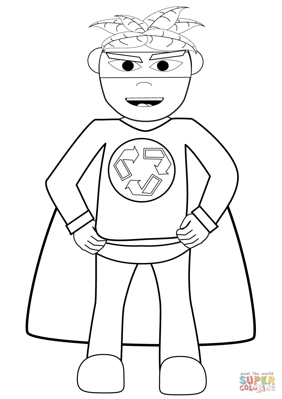 Recycle Coloring Pages
 Recycling Superhero coloring page