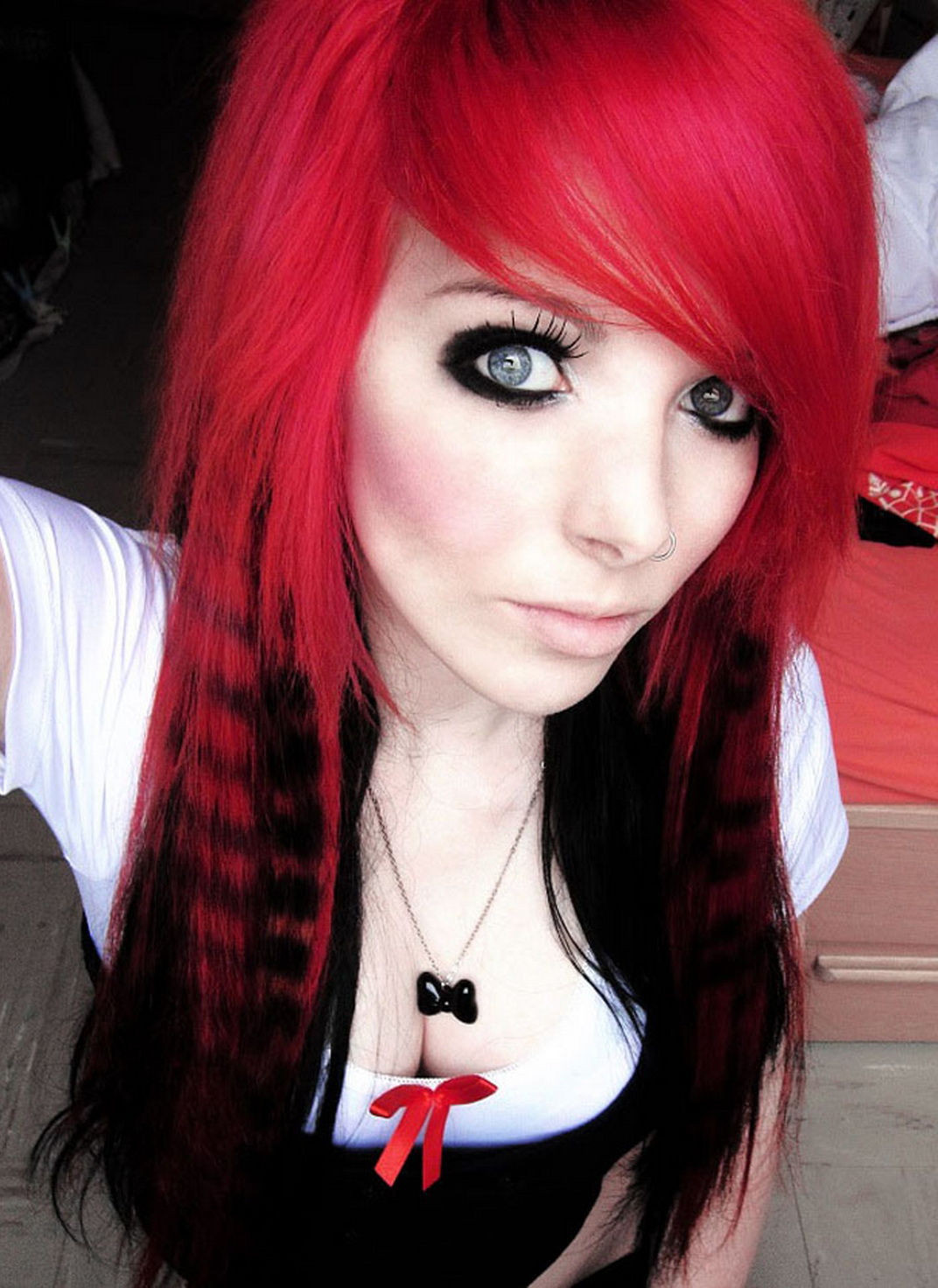 Red And Black Hairstyles
 y cute red and black emo hairstyles two tone hair color