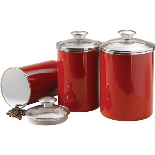 Best ideas about Red Kitchen Decor Sets
. Save or Pin Tramontina 3 Piece Covered Porcelain Canister Set Red Now.