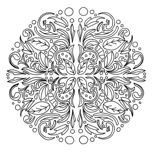 Relax Coloring Sheets For Boys Simple
 Swirling Leaves Relaxing Mandala Adult Coloring Page