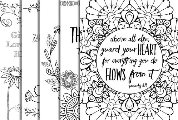 Religious Adult Coloring Books
 12 Bible Verse Coloring Pages Instant Download Value Bundle