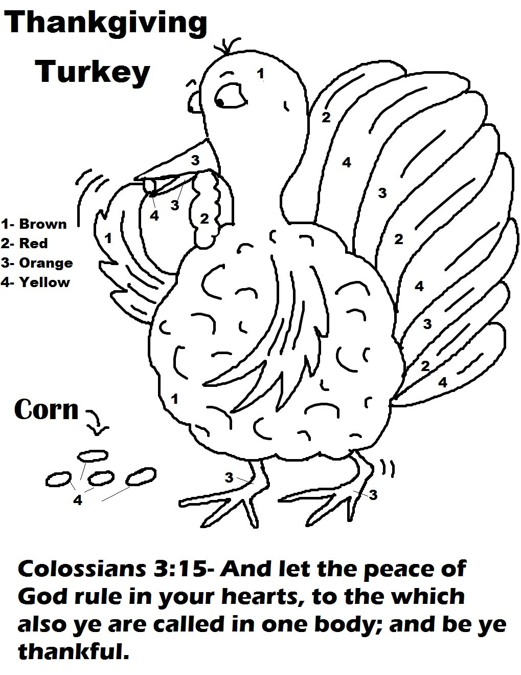 Religious Thanksgiving Coloring Pages For Kids
 Church House Collection Blog Turkey Eating Corn Coloring Page